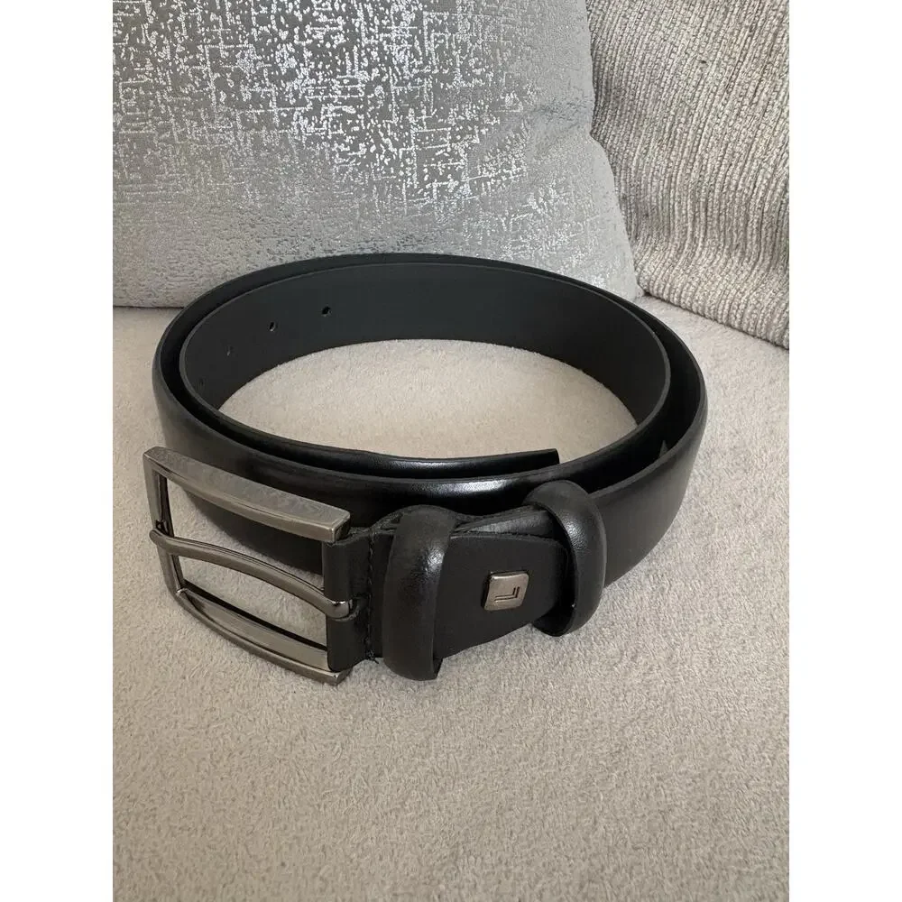 Abdullah Kiguhi Men’s Black Belt Size 44 1.5in Adjustable Solid Buckle Logo